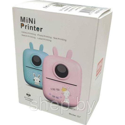 Портативный детский мини принтер Mini Printer D7, электронная игрушка, розовый, голубой - фото 6 - id-p225820227