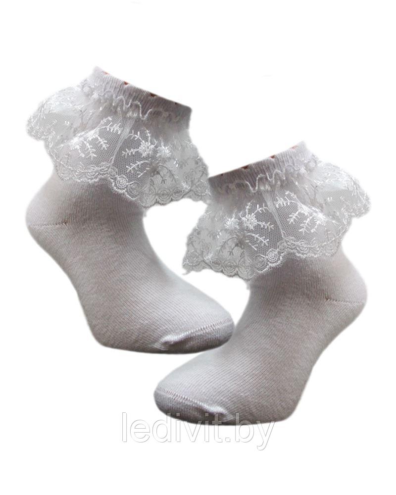 Белые нарядные носки с кружевом для девочки - фото 1 - id-p225821778