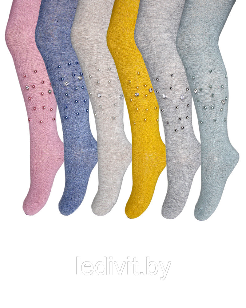 Колготки со стразами и жемчугом для девочки