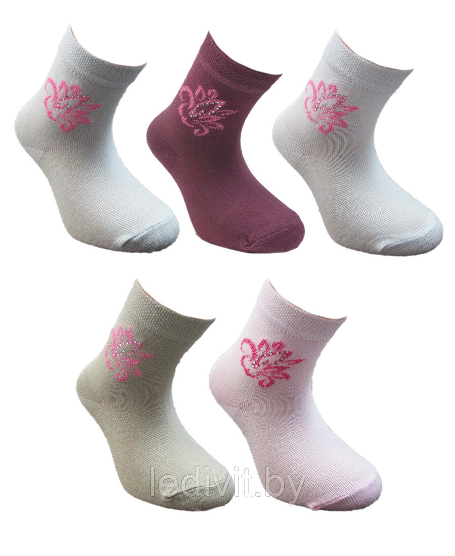 Носки с рисунком и стразами для девочки - фото 1 - id-p225821149