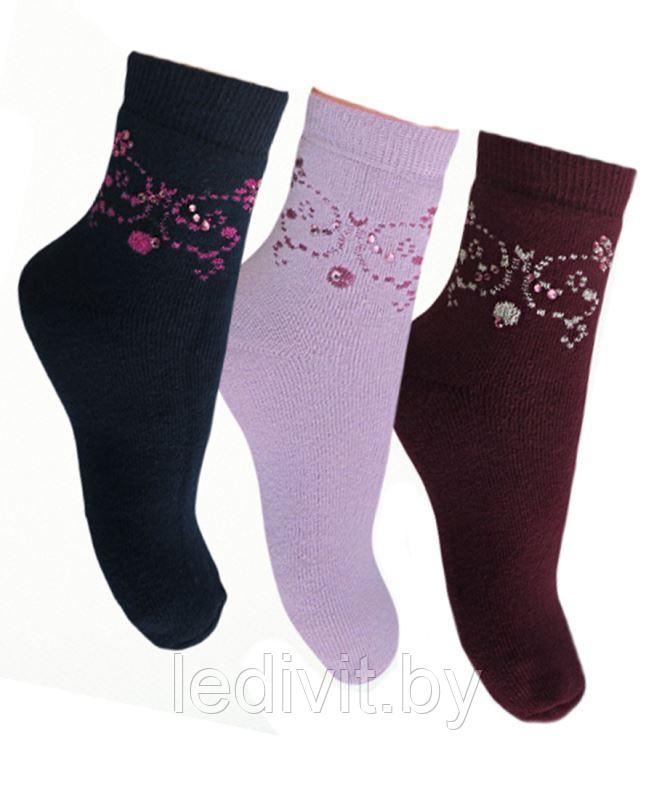 Махровые носки с рисунком и стразами для девочки - фото 1 - id-p225821195