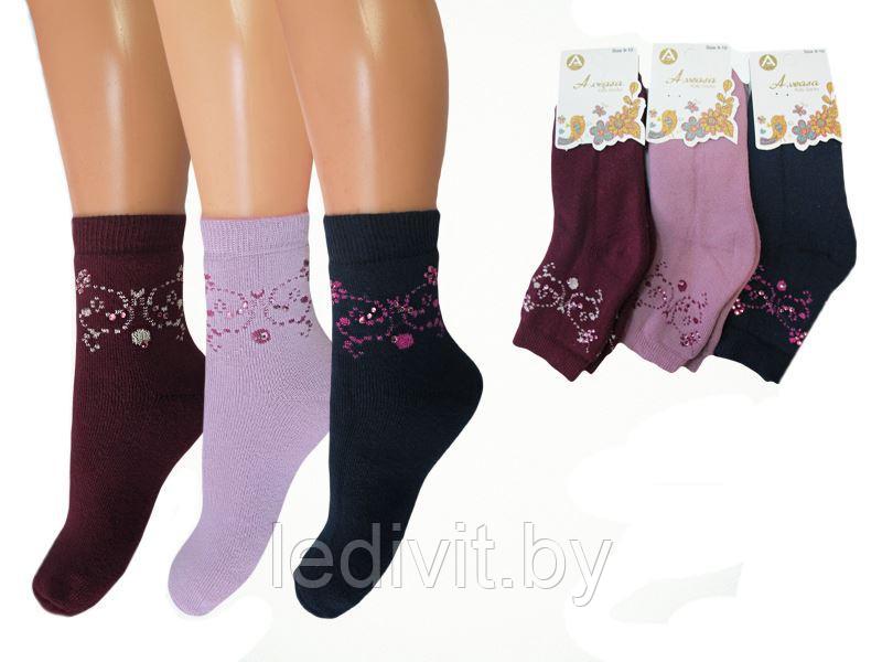Махровые носки с рисунком и стразами для девочки - фото 2 - id-p225821195