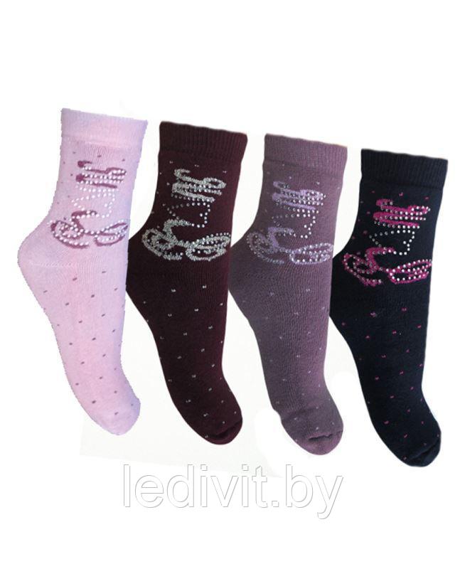 Махровые носки с рисунком и стразами для девочки - фото 1 - id-p225821197