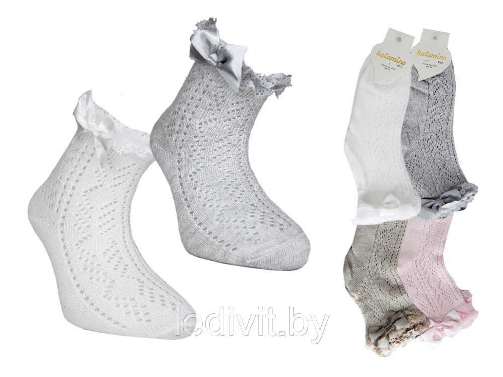 Ажурные носки с аксессуаром для девочки - фото 2 - id-p225821983