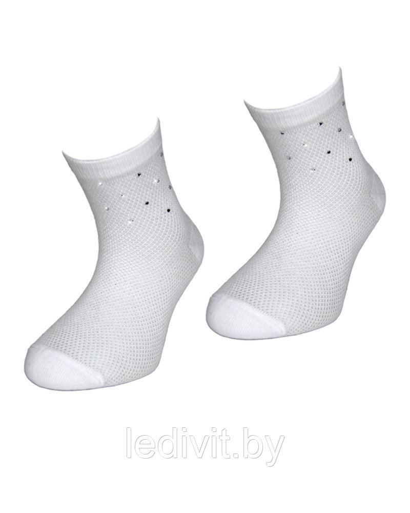Белые носки в сетку со стразами для девочки - фото 1 - id-p225822088