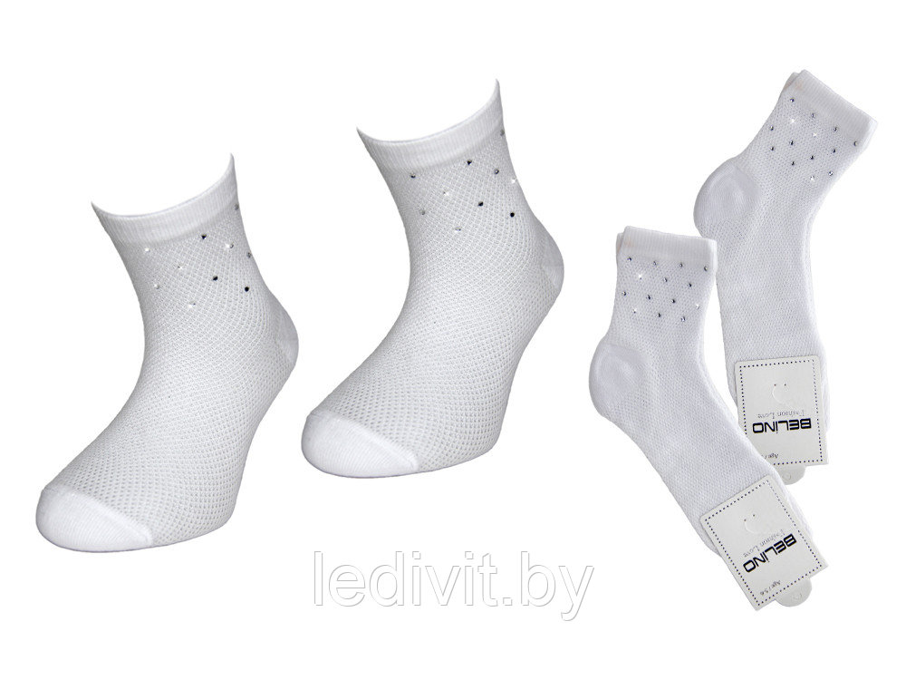 Белые носки в сетку со стразами для девочки - фото 2 - id-p225822088