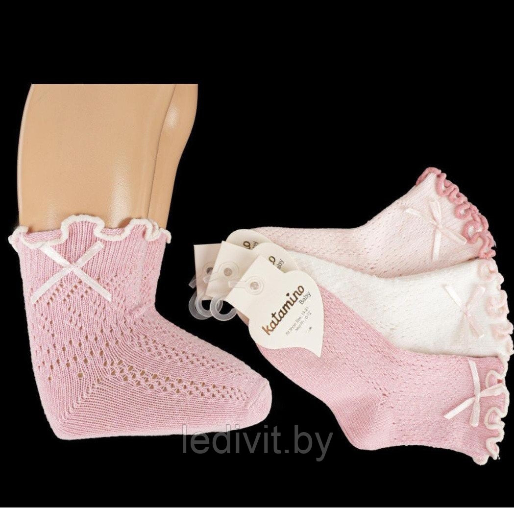 Ажурные носочки с аксессуаром для девочки - фото 1 - id-p225822849