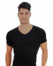 Черная мужская футболка с V-образным вырезом (рибана)