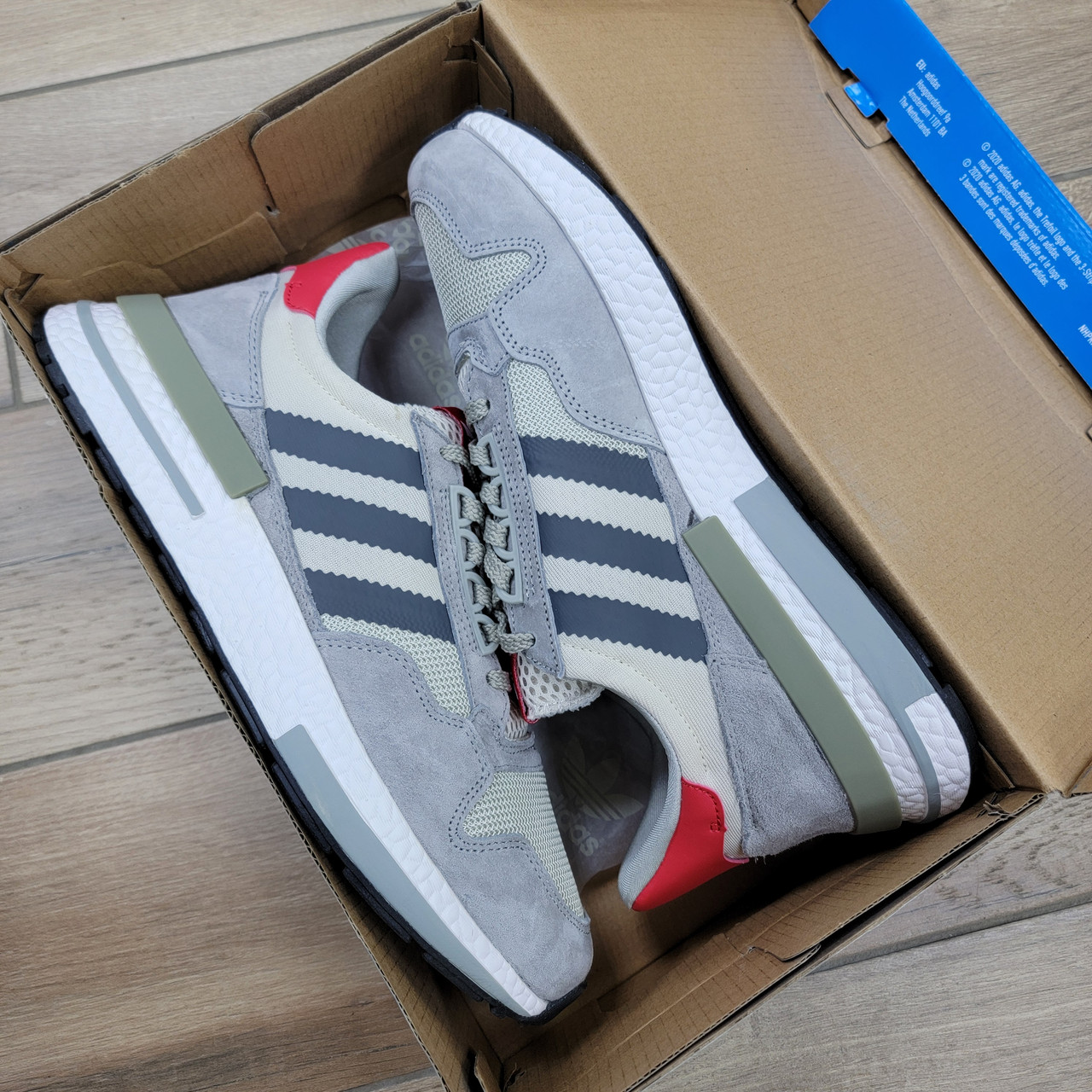 Кроссовки Adidas ZX 500 RM Grey White - фото 6 - id-p102247255