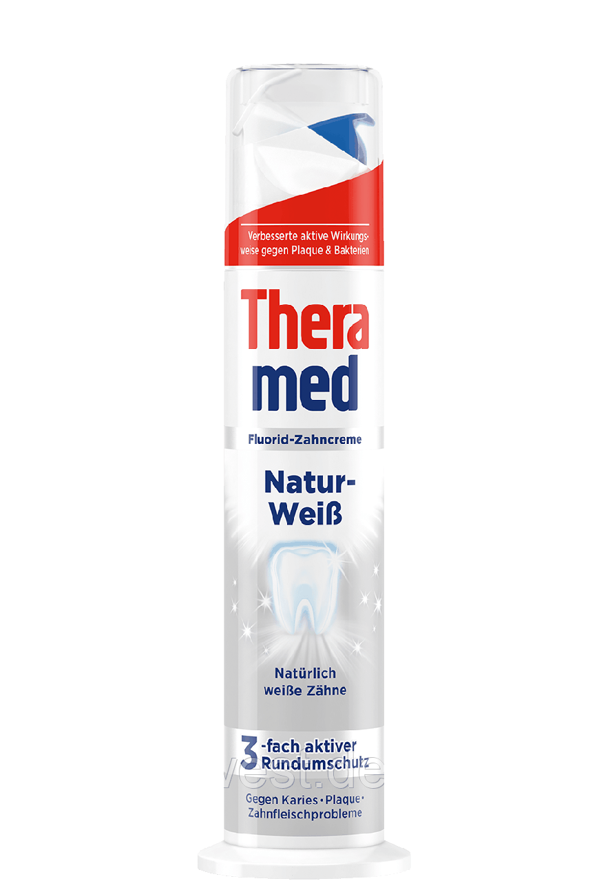 Theramed Natur-Weiss / Natur-Weib 100 мл Зубная паста отбеливающая с дозатором для ежедневного применения - фото 2 - id-p225825081