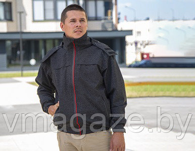 Куртка-ветровка с капюшоном Траверс 100% видимость (цвет серый с черным) - фото 2 - id-p225825252