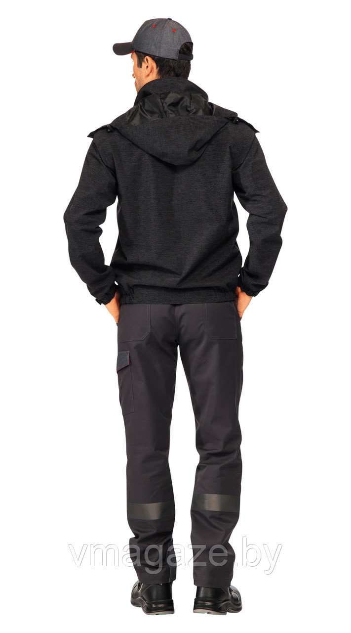 Куртка-ветровка с капюшоном Траверс 100% видимость (цвет серый с черным) - фото 4 - id-p225825252