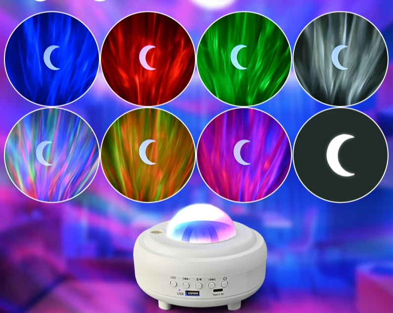 Музыкальный проектор ночник Сияние с bluetooth колонкой XY-899 LED (8 световых режимов, 3 уровня яркости, - фото 8 - id-p225827846