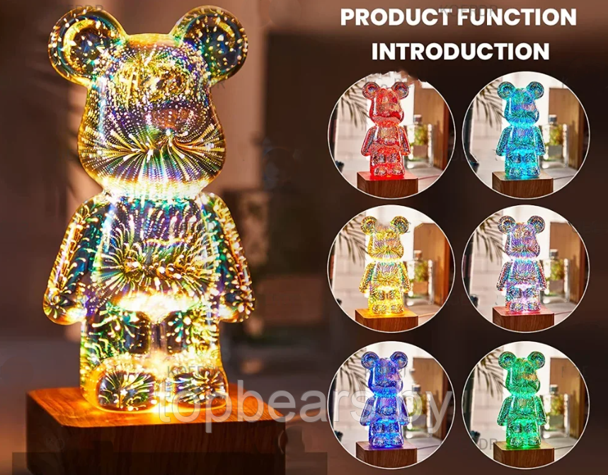 Ночник 3D Мишка Bearbrick / Светильник детский 8 цветов - фото 2 - id-p225828071