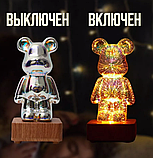 Ночник 3D Мишка Bearbrick / Светильник детский 8 цветов, фото 8