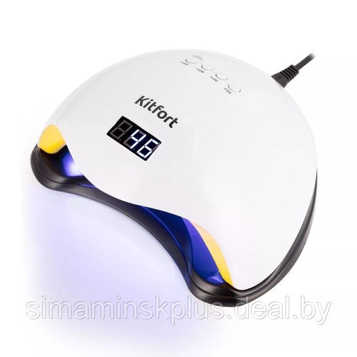Лампа для гель-лака Kitfort КТ-3153, UV+LED, 24 диода, 10/30/60/99 c, бело-жёлтая