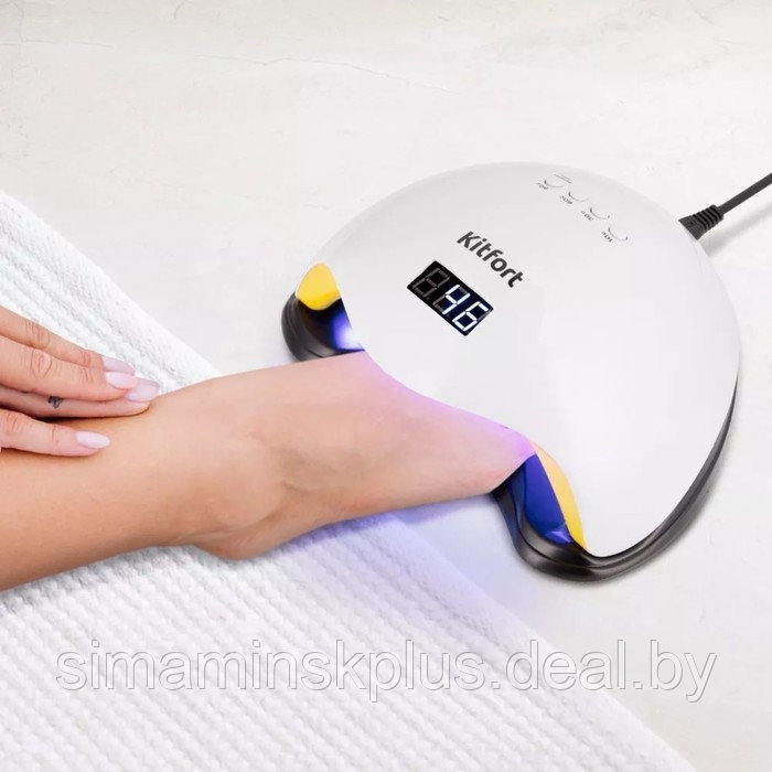 Лампа для гель-лака Kitfort КТ-3153, UV+LED, 24 диода, 10/30/60/99 c, бело-жёлтая - фото 4 - id-p225830961