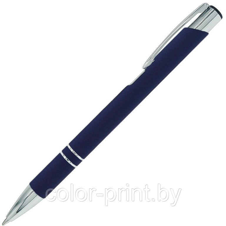 Ручка шариковая, Legend Soft Touch Mirror Silver, темно-синяя