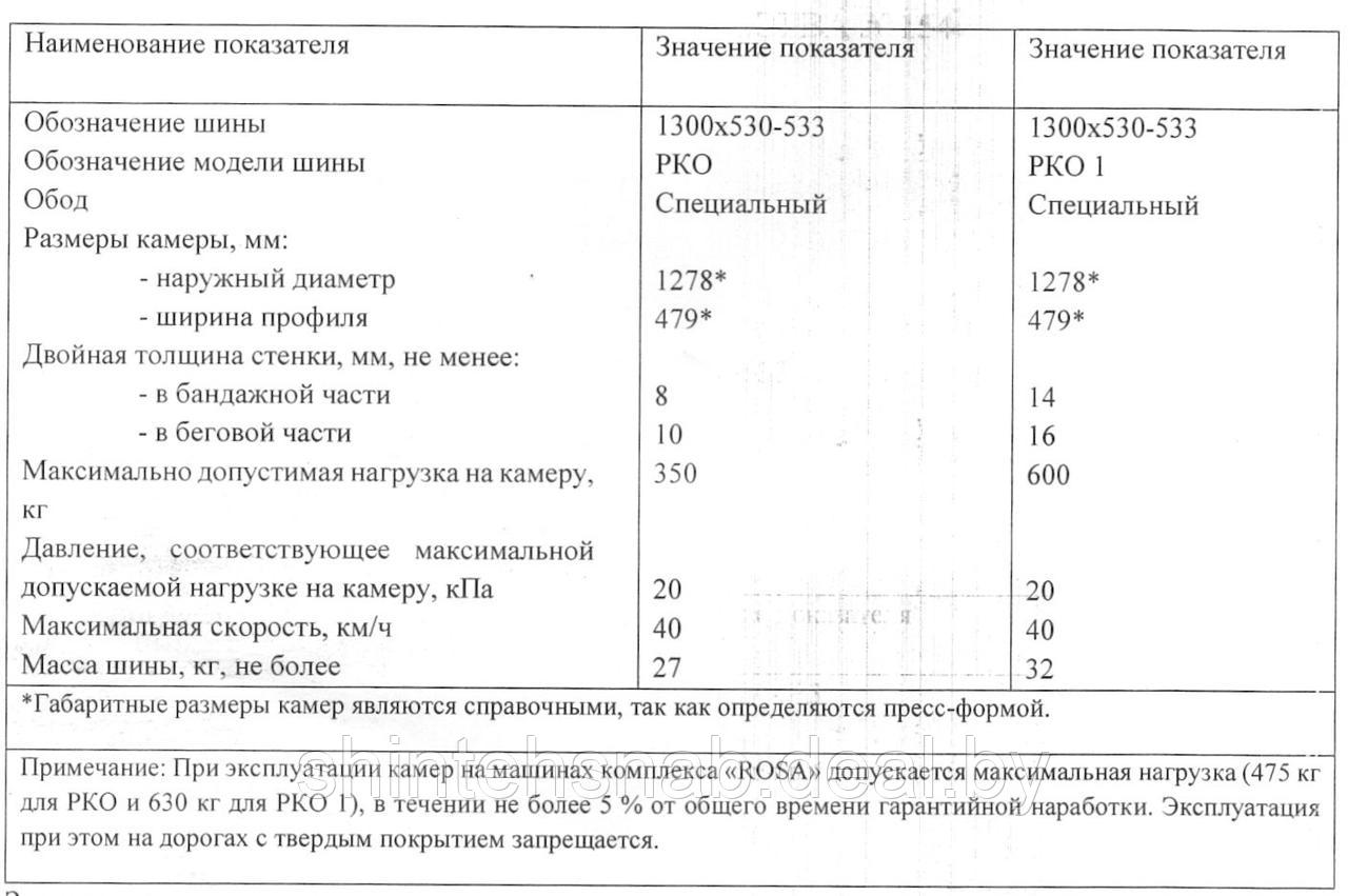 ШИНА-ОБОЛОЧКА 1300х530-533 БелОШ-1М для опрыскивателей самоходных ОС "РОСА" - фото 2 - id-p58247493