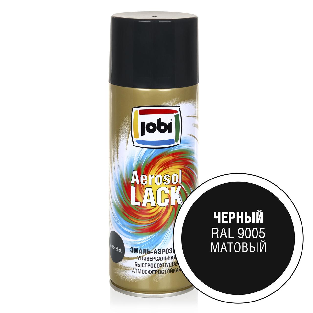 Эмаль аэрозольная JOBI черная матовая RAL 9005 (520мл/270гр) - фото 1 - id-p225836299