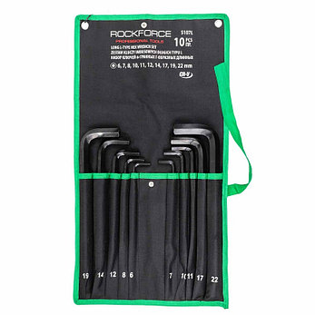 RF-5107L RockFORCE Ключи Г-образные 6-гранные длинные, набор 10пр. (6-8, 10-12, 14, 17, 19 22мм), фото 2