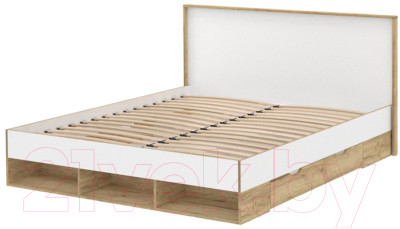 Двуспальная кровать Интерлиния SC-К160 160x200 (дуб золотой/белый платинум) - фото 1 - id-p225844797