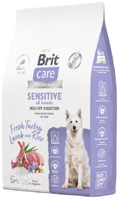 Сухой корм для собак Brit Care Dog Adult Sensitive Healthy Digestion с инд. и ягн./5066476 (12кг) - фото 1 - id-p225857860