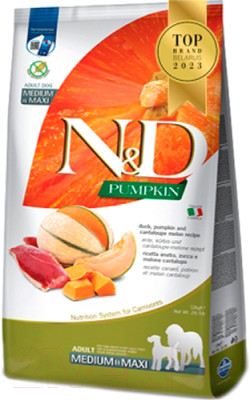 Сухой корм для собак Farmina N&D Grain Free Pumpkin Duck Cantaloup Adult Medium Maxi (12кг) - фото 1 - id-p225848857