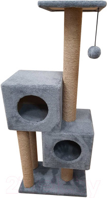 Комплекс для кошек Cat House Двойной домик 1.27 (джут серый) - фото 1 - id-p225873016