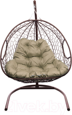 Кресло подвесное M-Group Для двоих / 11450201 (коричневый ротанг/бежевая подушка) - фото 1 - id-p225844884