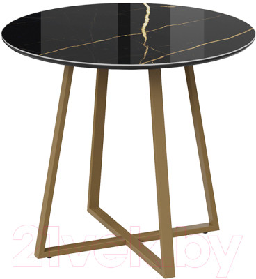 Обеденный стол ТриЯ Милан тип 1 (золотой муар/стекло глянцевое черный мрамор) - фото 1 - id-p225845886