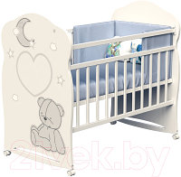 Детская кроватка VDK Bear And Moon колесо-качалка (слоновая кость)