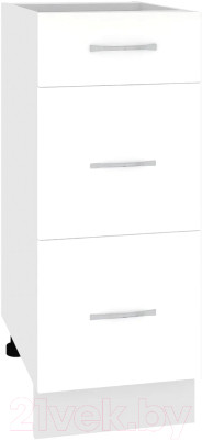 Шкаф-стол кухонный Кортекс-мебель Корнелия Лира НШ30р3ш без столешницы (белый) - фото 1 - id-p225875078