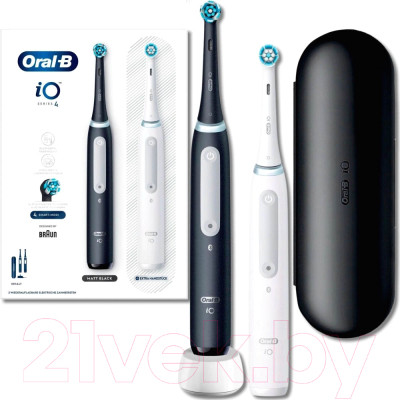 Набор электрических зубных щеток Oral-B iO4 DUO Black & White - фото 1 - id-p225843911