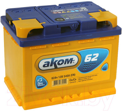 Автомобильный аккумулятор AKOM 6СТ-62 Рус (62 А/ч) - фото 1 - id-p225855024
