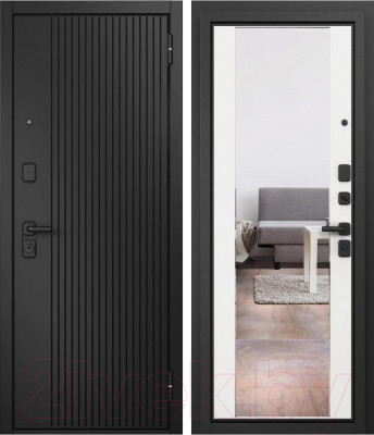 Входная дверь Mastino T1 Trust Eco PP черный муар металлик/черный матовый/белый софт (86x205, правая) - фото 1 - id-p225886471