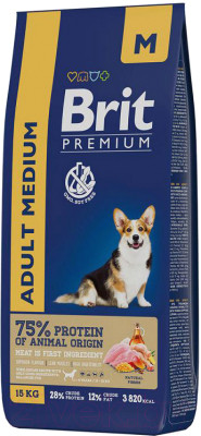 Сухой корм для собак Brit Premium Dog Adult Medium с курицей / 5049967 (15кг) - фото 1 - id-p225867180