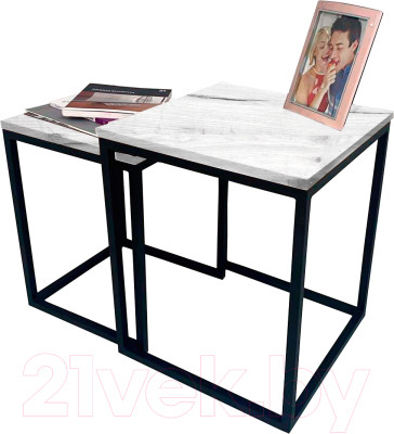 Комплект журнальных столиков Millwood Лофт Лэннис СТ-7 (дуб белый Craft/металл черный) - фото 1 - id-p225853062