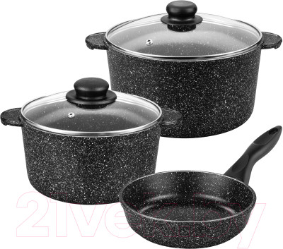 Набор кухонной посуды Elan Gallery Гармония вкуса 120273+3 (черный мрамор) - фото 1 - id-p225858123