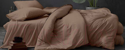 Комплект постельного белья LUXOR №17-1418 TPX 2.0 с европростыней (светло-коричневый, поплин) - фото 1 - id-p225882222