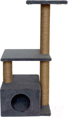 Комплекс для кошек Kogtik Куантро с домиком / ксд (серый/джут) - фото 1 - id-p225895852