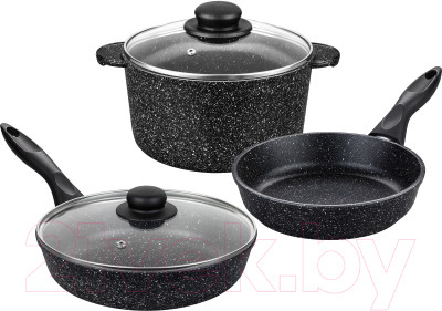 Набор кухонной посуды Elan Gallery 120204+3 (черный мрамор) - фото 1 - id-p225860177