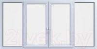 Балконная рама Rehau Roto NX Поворотно-откидное 2 центральные створки 2 стекла (1850x2800x60)