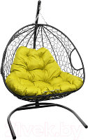 Кресло подвесное M-Group Для двоих / 11450411 (черный ротанг/желтая подушка)