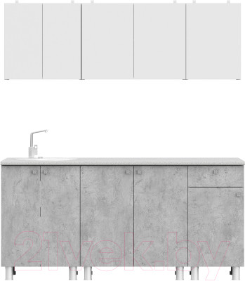 Готовая кухня NN мебель КГ-1 1800 (белый/белый/цемент светлый/антарес) - фото 1 - id-p225887653