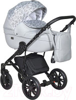 Детская универсальная коляска INDIGO Mio 2 в 1 (mi 03, светло-серая кожа/серый узор)