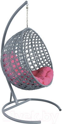 Кресло подвесное M-Group Круг Люкс / 11060308 (серый ротанг/розовая подушка) - фото 1 - id-p225842155