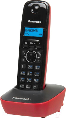 Беспроводной телефон Panasonic KX-TG1611RUR (черный/красный) - фото 1 - id-p225865352
