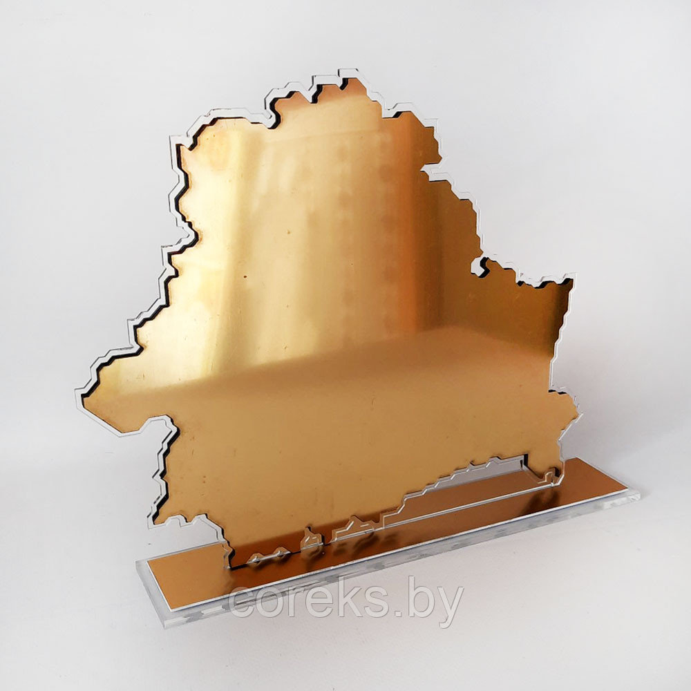 Статуэтка "Карта Беларуси" с вашим логотипом (размер 30*26*6 см) золото - фото 4 - id-p225902249