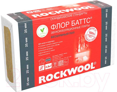 Минеральная вата Rockwool Флоор Баттс 1000x600x25 (упаковка) - фото 1 - id-p225893714